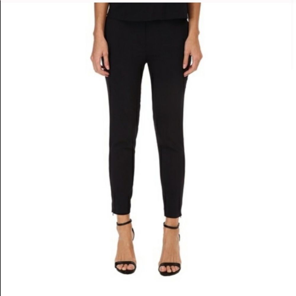 Theory Black Skinny Ankle Zipper Wool Pants Size 8